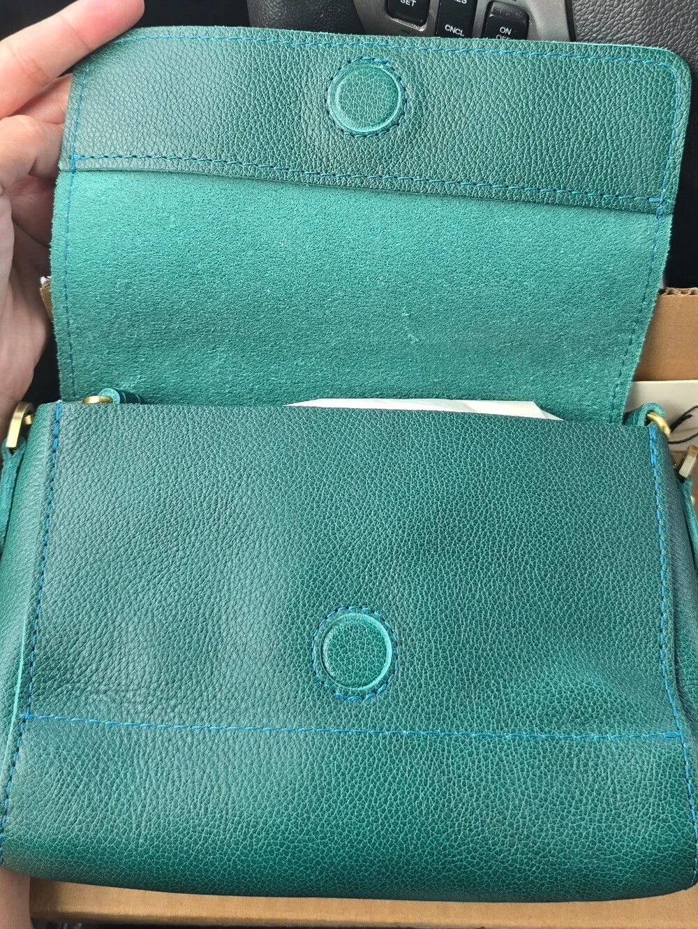 Portland Leather Goods Mini Metro Crossbody Bag Sea Glass
